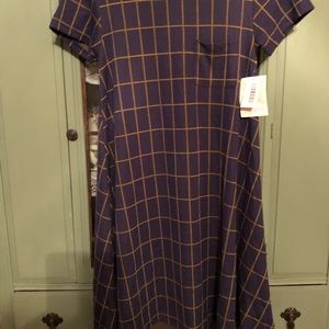 Sold..LULAROE Carly Purple Gold Geometric Print XS